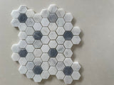 Crystal White & Opaque Grey Honed Hexagon Mosaic Tile - MosaicBros.com