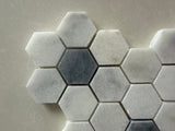Crystal White & Opaque Grey Honed Hexagon Mosaic Tile - MosaicBros.com
