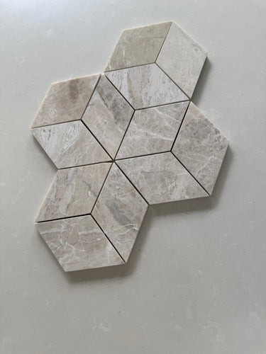 Royal Beige Polished Rhomboid Hexagon Marble Mosaic Tile - MosaicBros.com