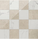 18x18 Checkerboard Pattern Ivory Polished Marble and Carrara Polished Marble - MosaicBros.com