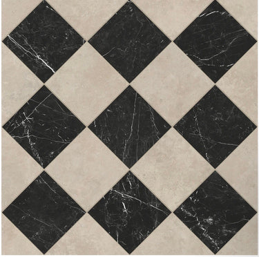 18x18 Checkerboard Pattern Ivory Polished Marble and Nero Marquina Polished Marble - MosaicBros.com