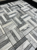 Atlantic Gray Triple Weave Marble Mosaic Tile Polished - MosaicBros.com