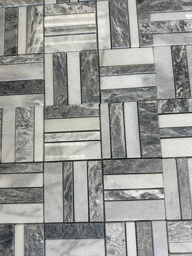Atlantic Gray Triple Weave Marble Mosaic Tile Polished - MosaicBros.com