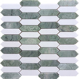 DUBLIN Mint Green, Thassos Mix Mosaic Tile - MosaicBros.com