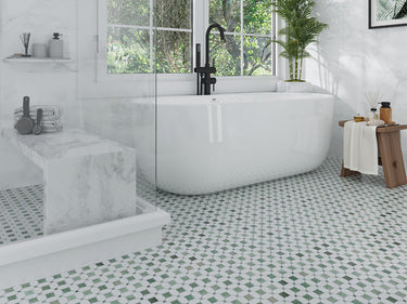DERRY Mint Green, Thassos Mosaic Tile - MosaicBros.com