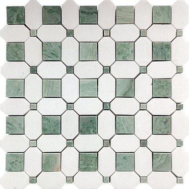 DERRY Mint Green, Thassos Mosaic Tile - MosaicBros.com