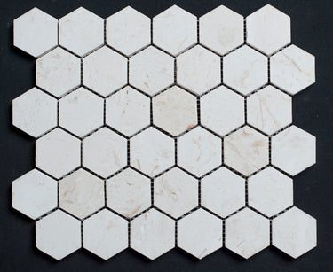 Limra Limestone 2x2 Hexagon Polished Mosaic - MosaicBros.com
