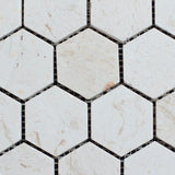 Limra Limestone 2x2 Hexagon Polished Mosaic - MosaicBros.com