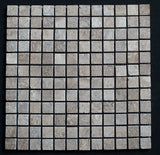 Lunar Noce Travertine 1x1 Tumbled Mosaic - MosaicBros.com