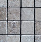 Lunar Noce Travertine 2x2 Tumbled Mosaic - MosaicBros.com