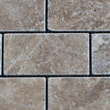 Lunar Noce Travertine 2x4 Tumbled Mosaic - MosaicBros.com