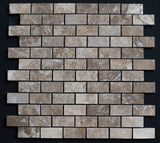 Lunar Noce Travertine 1x2 Honed and Filled Mosaic - MosaicBros.com