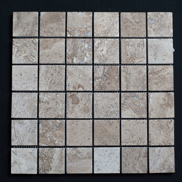 Lunar Noce Travertine 2x2 Honed and Filled Mosaic - MosaicBros.com