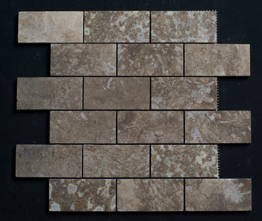 Lunar Noce Travertine 2x4 Honed and Filled Mosaic - MosaicBros.com