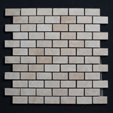 Ivory Travertine 1x2 Honed and Filled Mosaic - MosaicBros.com
