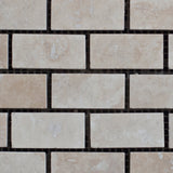 Ivory Travertine 1x2 Honed and Filled Mosaic - MosaicBros.com