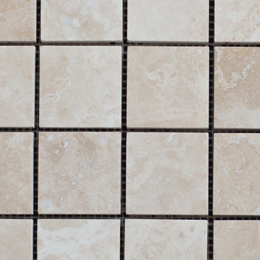 Ivory Travertine 2x2 Honed and Filled Mosaic - MosaicBros.com