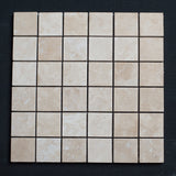 Ivory Travertine 2x2 Honed and Filled Mosaic - MosaicBros.com