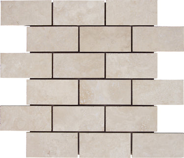 Ivory Travertine 3x6 Honed and Filled Mosaic - MosaicBros.com