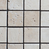 Ivory Travertine 2x2 Tumbled Mosaic - MosaicBros.com