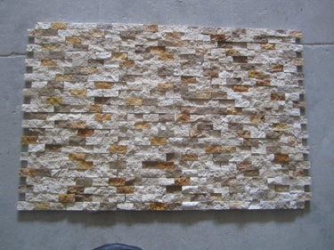 Miami Light Rustic Tumbled Travertine 1x2 Split Face Mosaic - MosaicBros.com