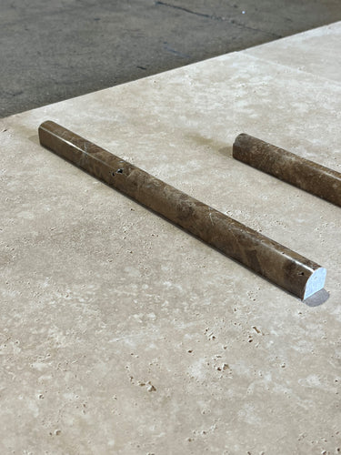 Moka Travertine 3/4x12 Bullnose Pencil Polished - MosaicBros.com