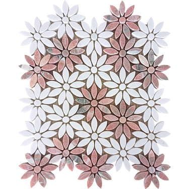 KRISTIANSAND Thassos, Norway Rose Mosaic Tile - MosaicBros.com