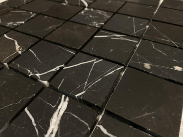 Nero Marquina Marble 2x2 Honed Mosaic - MosaicBros.com