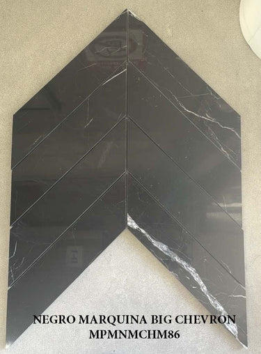 Nero Marquina Big Chevron Polished Mosaic Tile - MosaicBros.com