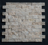 Lunar Noce Travertine 1x2 Split Face Mosaic - MosaicBros.com