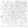 1 x 1 Honed Oriental White Marble Hexagon Mosaic Tile.
