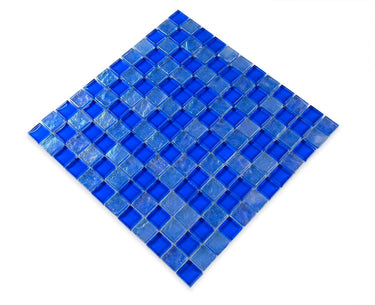 Crystal Aqua Osaka Deep Blue 1x1 Glass Mosaic Tile - MosaicBros.com