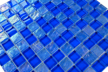 Crystal Aqua Osaka Deep Blue 1x1 Glass Mosaic Tile - MosaicBros.com