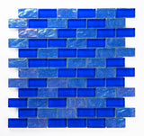 Crystal Aqua Osaka Deep Blue 1x2 Glass Mosaic Tile - MosaicBros.com