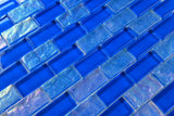 Crystal Aqua Osaka Deep Blue 1x2 Glass Mosaic Tile - MosaicBros.com