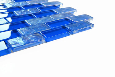 Crystal Aqua Osaka Deep Blue 1x2 Glass Mosaic Tile - MosaicBros.com