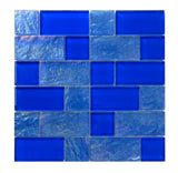Crystal Aqua Osaka Deep Blue Multangular Glass Mosaic Tile - MosaicBros.com