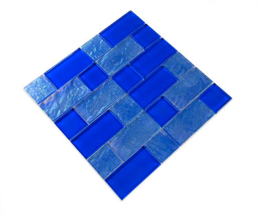 Crystal Aqua Osaka Deep Blue Multangular Glass Mosaic Tile - MosaicBros.com