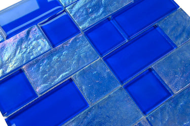 Crystal Aqua Osaka Deep Blue Multangular Glass Mosaic Tile - MosaicBros.com