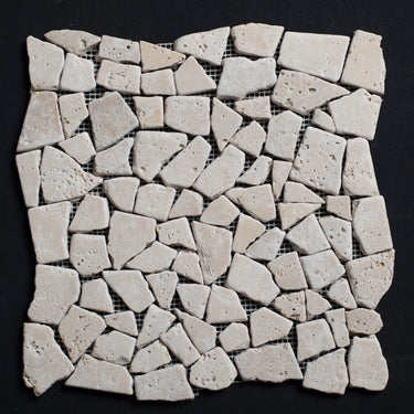 Ivory Travertine Pebbles Tumbled Mosaic - MosaicBros.com