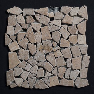 Lunar Noce Travertine Pebble Tumbled Mosaic - MosaicBros.com