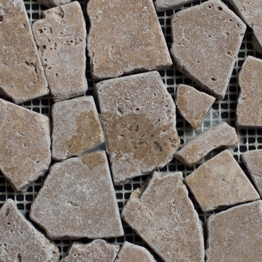 Lunar Noce Travertine Pebble Tumbled Mosaic - MosaicBros.com