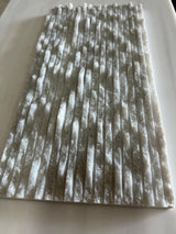Ice White 6x12 3D Split Face Marble Tile from RN, natural stone tile with textured, split face surface showcasing white marble pattern.