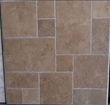 Noce Travertine Brushed and Chiseled Versailles Pattern Tile (French Pattern) - MosaicBros.com