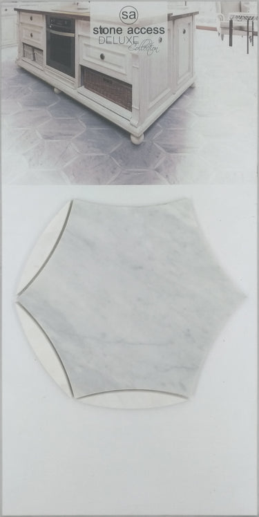 Carrara Carina Ania 10.65" x 3/8" Hexagon Waterjet Honed Mosaic Tile - MosaicBros.com