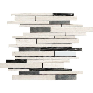 Stainless Steel Glass and Haisa Marble Combination Glass Mosaic Tile - MosaicBros.com