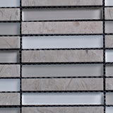 Glossy Glass and Haisa Marble Combination Glass Mosaic Tile - MosaicBros.com