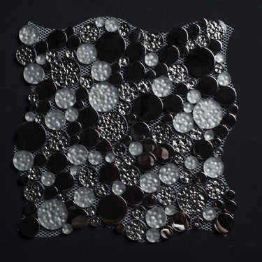 Frosted and Glossy Bubbles Random Sizes Mosaic Tile - MosaicBros.com