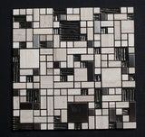 Stainless Steel and Haisa Marble French Pattern Glass Mosaic Tile - MosaicBros.com