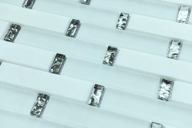 Glass Silver and White Marble Glass Mosaic Tile - MosaicBros.com